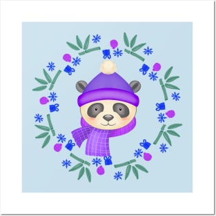 Christmas Panda Wreath Posters and Art